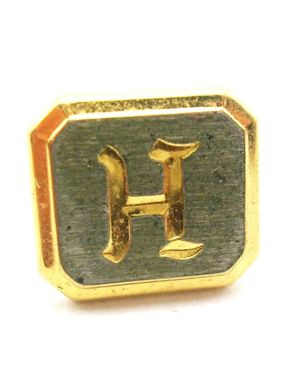 Initial H Tie Tack Pin with Chain old English Letter vintage Necktie Holder